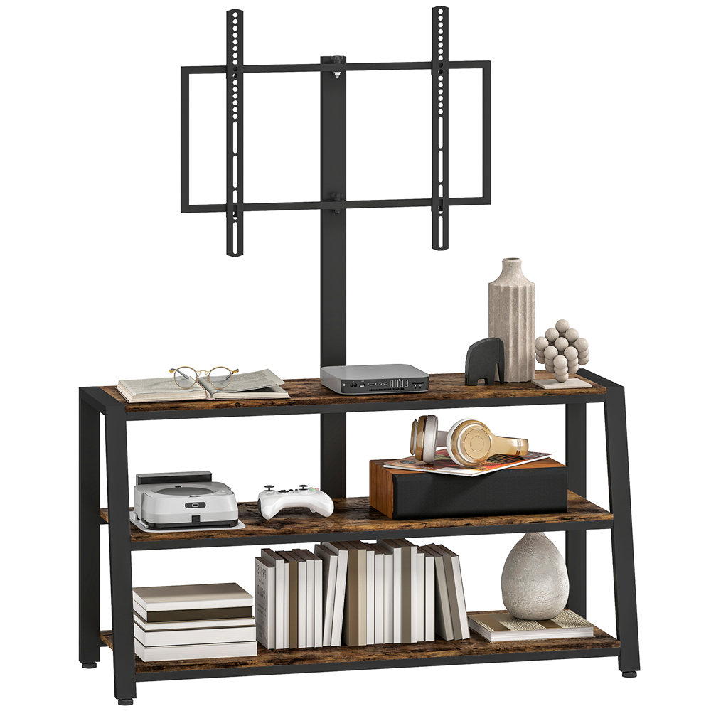 HOMCOM 3 Shelf Brown TV Stand with Swivel Bracket Image 2