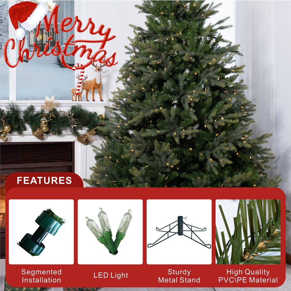 Abrihome 400 Warm White LED Pre-Lit Grand Fir Artificial Christmas Tree with 1253 Mixed Tips 6ft Image 7