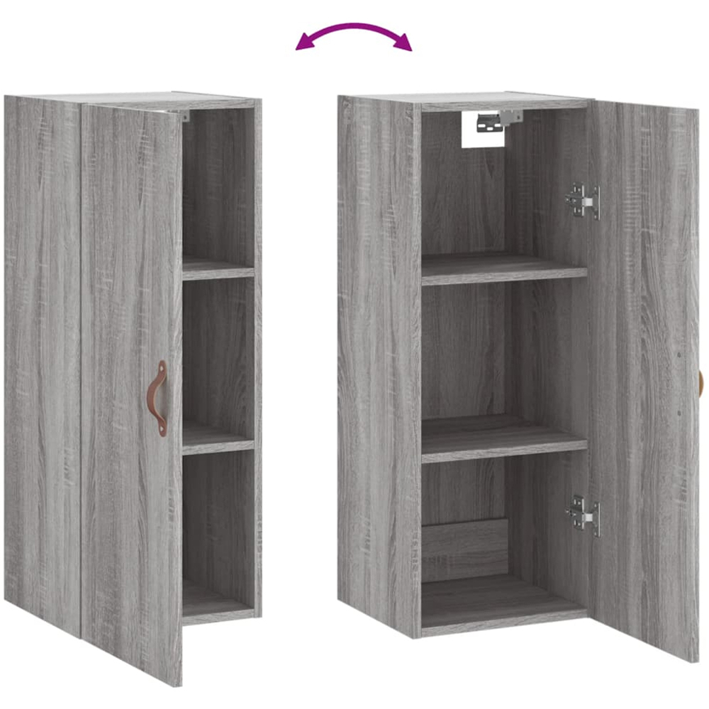vidaXL Single Door Grey Sonoma Wall Mounted Cabinet Image 8