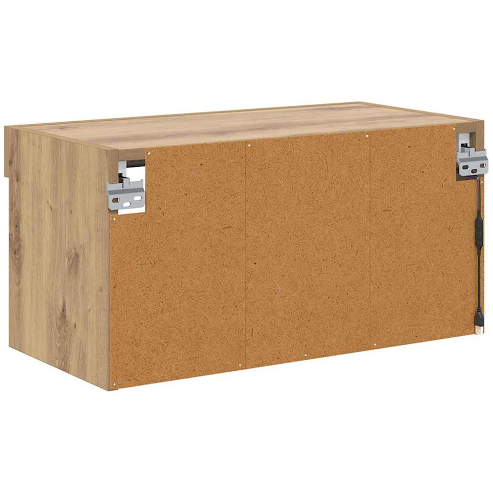vidaXL Single Shelf Artisan Oak Wall Mounted Wide TV Cabinet with LED Light Image 9