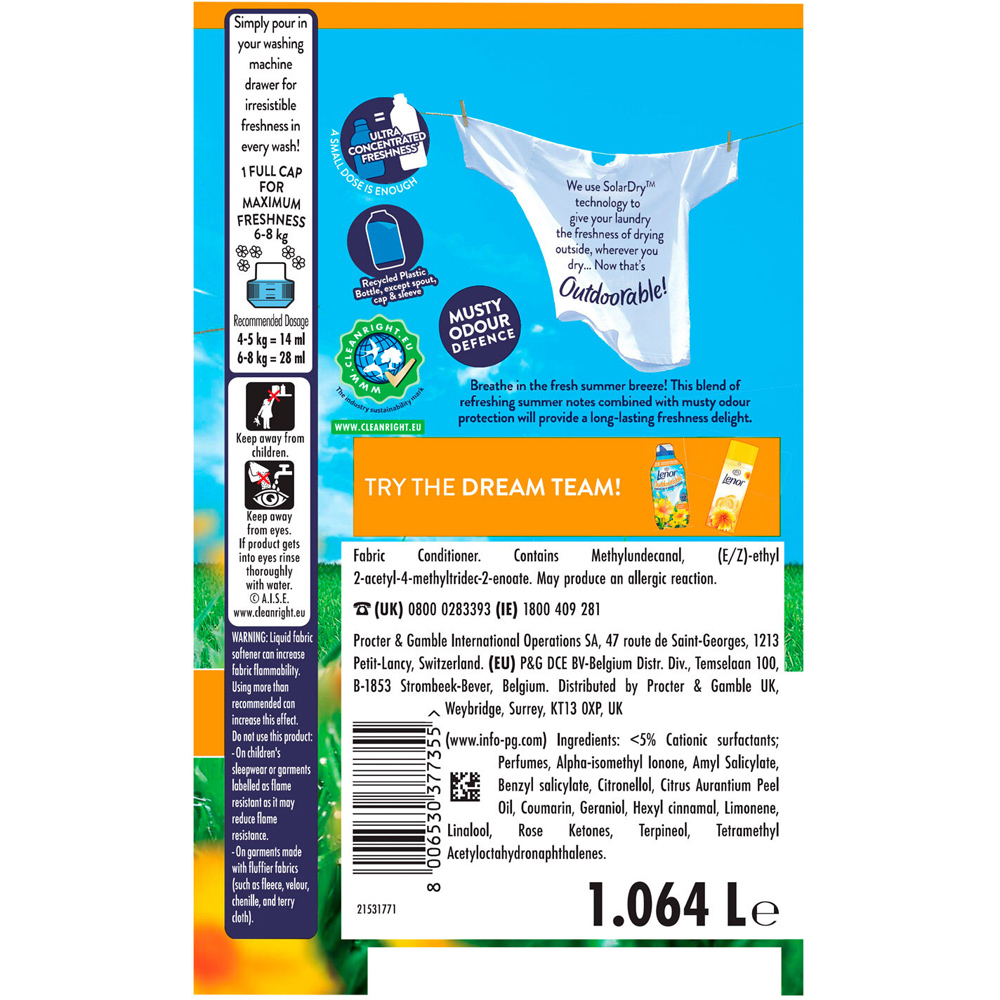 Lenor Outdoorable Concentrated Fabric Conditioner Summer Breeze Image 9