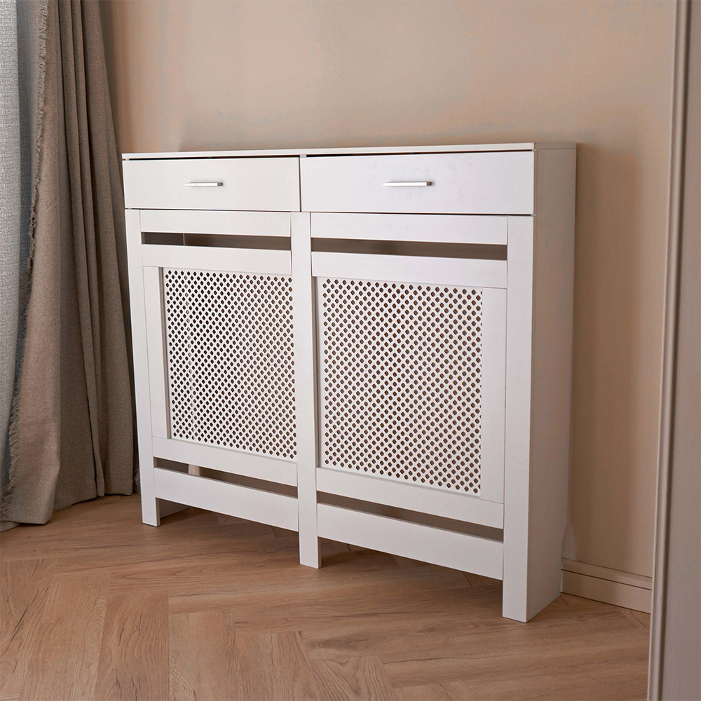 Portland 2 Drawer White Radiator Cover Medium Image 7