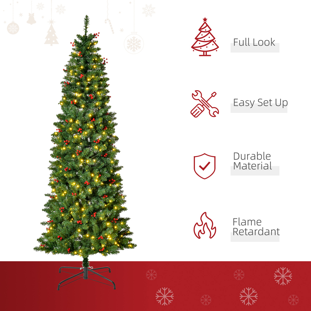 Everglow Pre-Lit Green Artificial Pencil Christmas Tree 7ft Image 5
