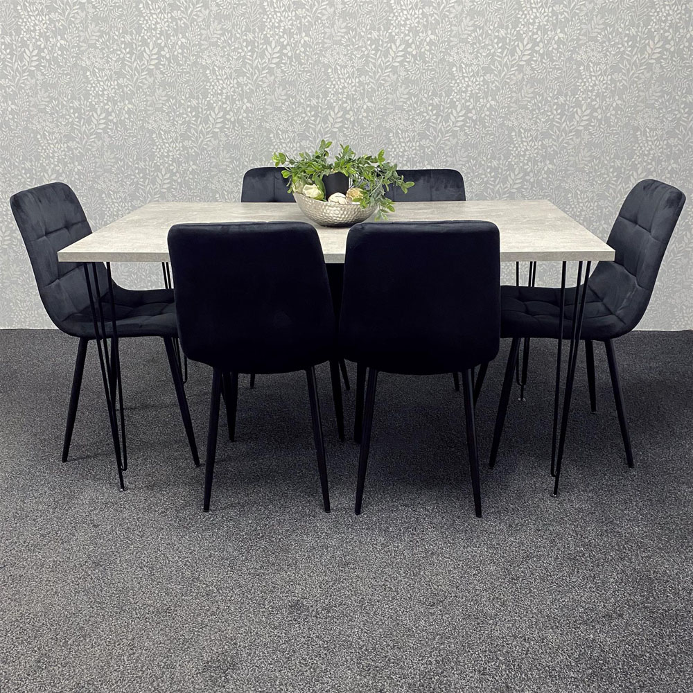 Kosy Koala 6 Seater Grey and Black Dining Table set Image 7