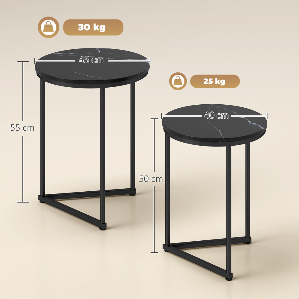 Portland Black Marble Effect Nest of Tables Set of 2 Image 9