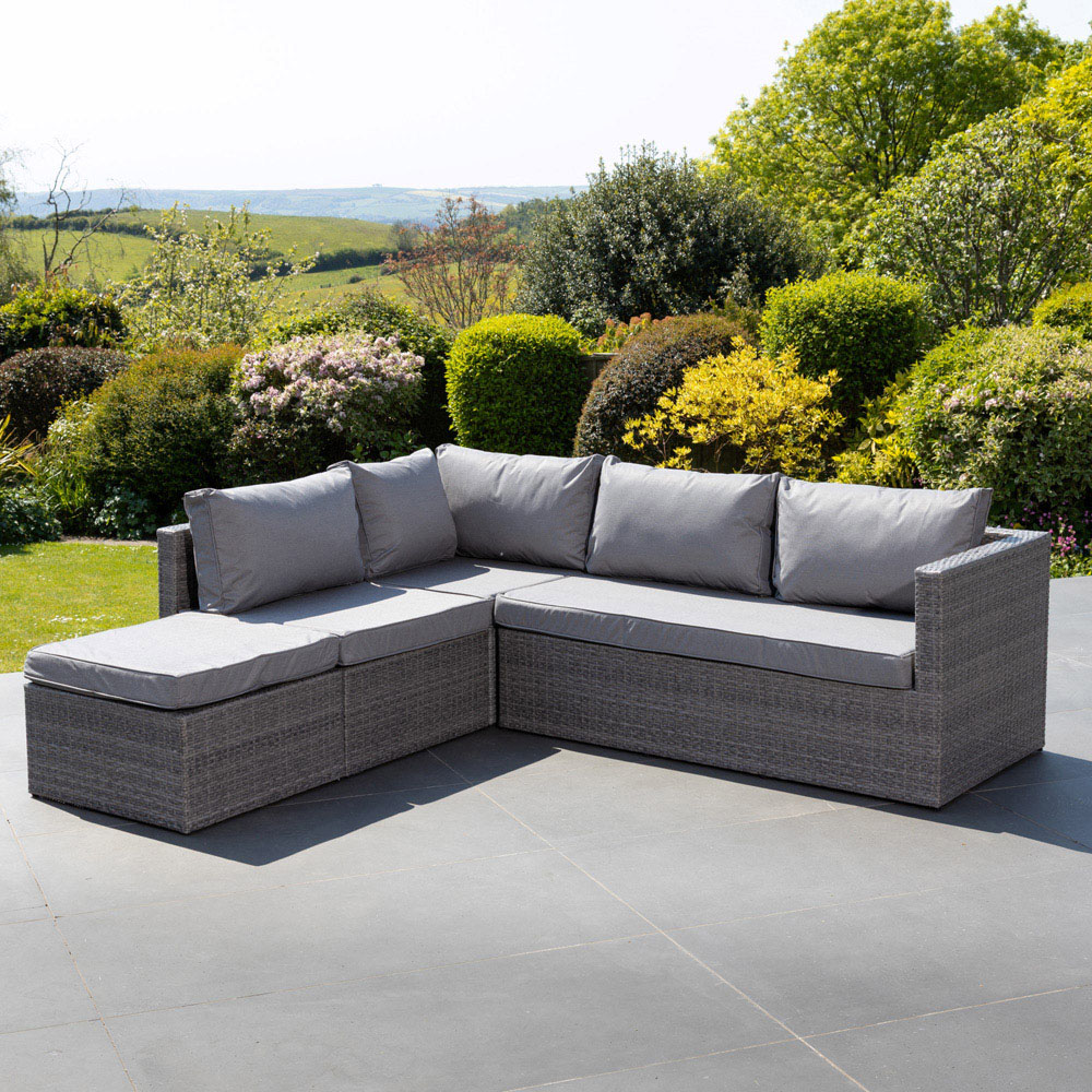 Artemis Home Della 5 Seater Grey Rattan Sectional Garden Corner Lounge Set with Cushion Image 3
