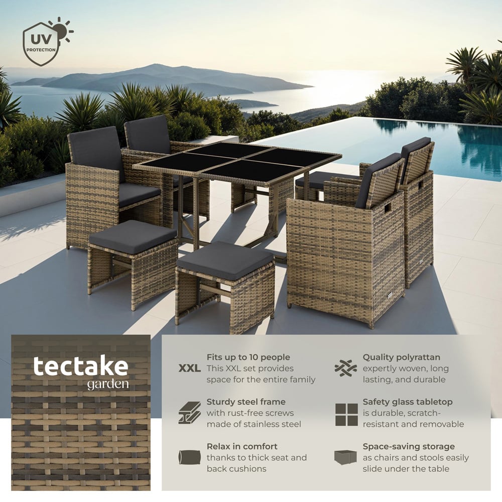 tectake Bilbao 8 Seater Nature Garden Dining Set Image 6