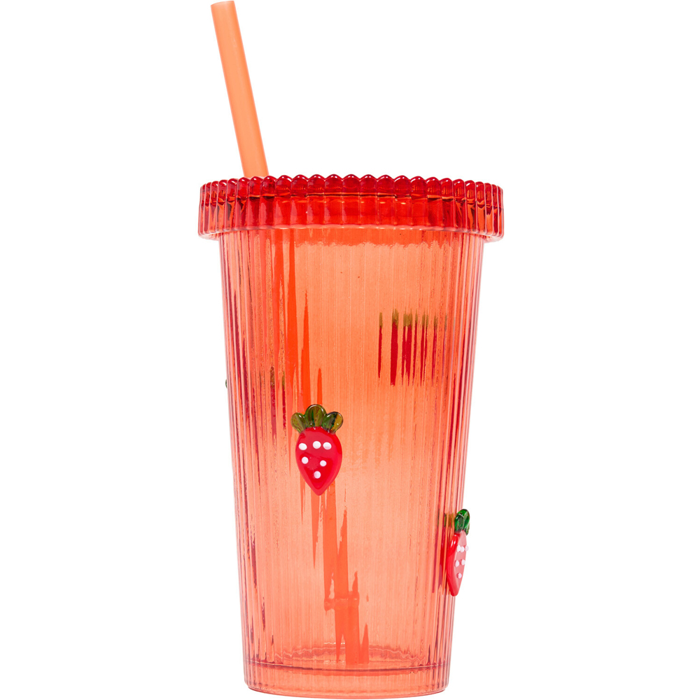 Glass Drinking Jar With Fruit Decal Image 2