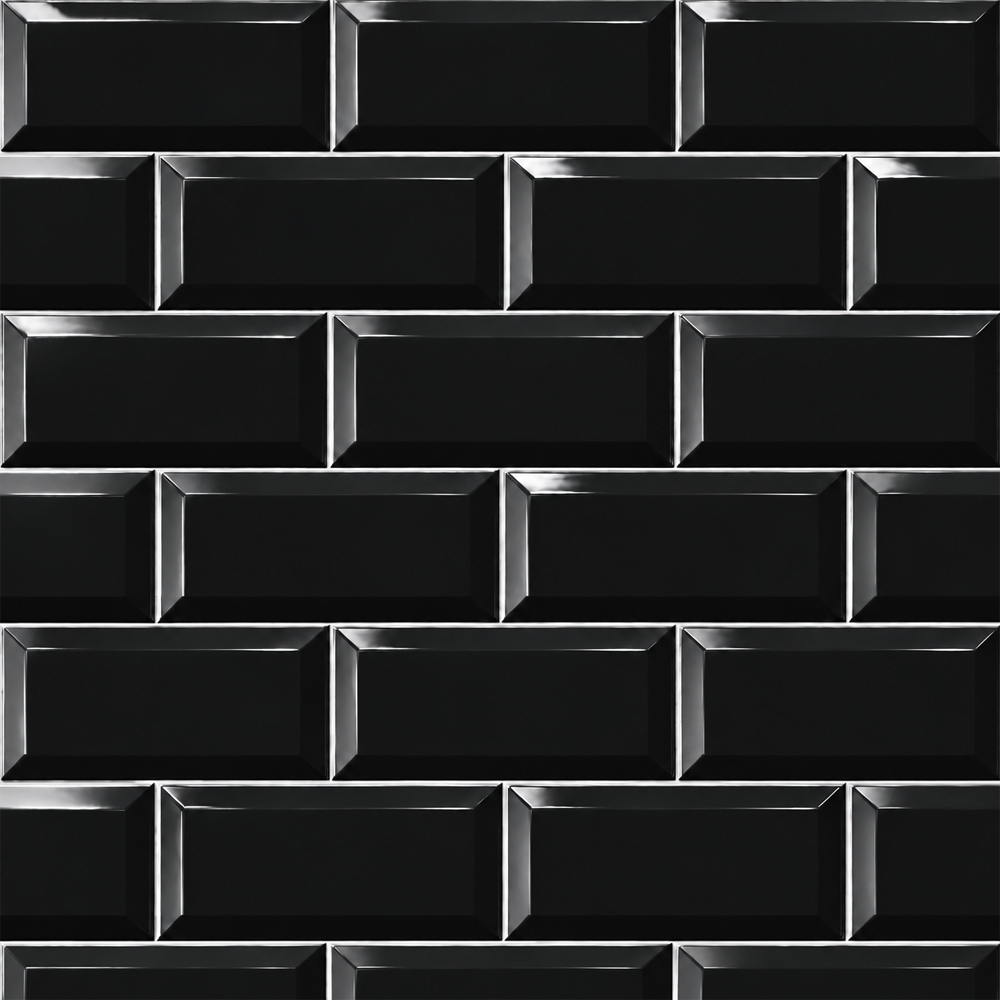 Go Bathrooms Metro Black Gloss Ceramic Wall Tile 100 x 200mm 50 Pack Image 4