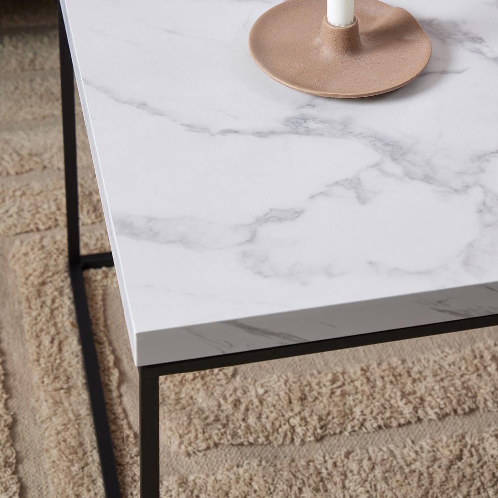 Florence Barossa White Marble Carrara Top Rectangular Coffee Table Image 7