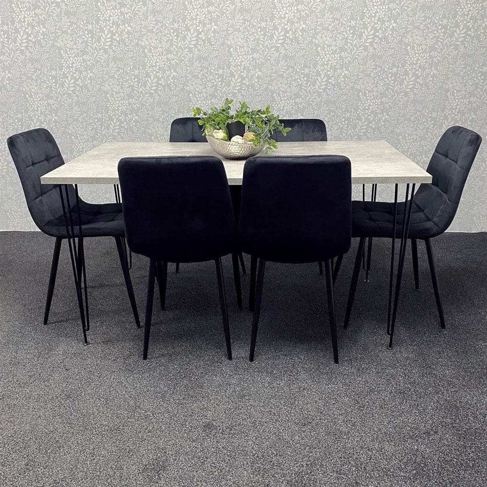 Kosy Koala 6 Seater Grey and Black Dining Table set Image 5