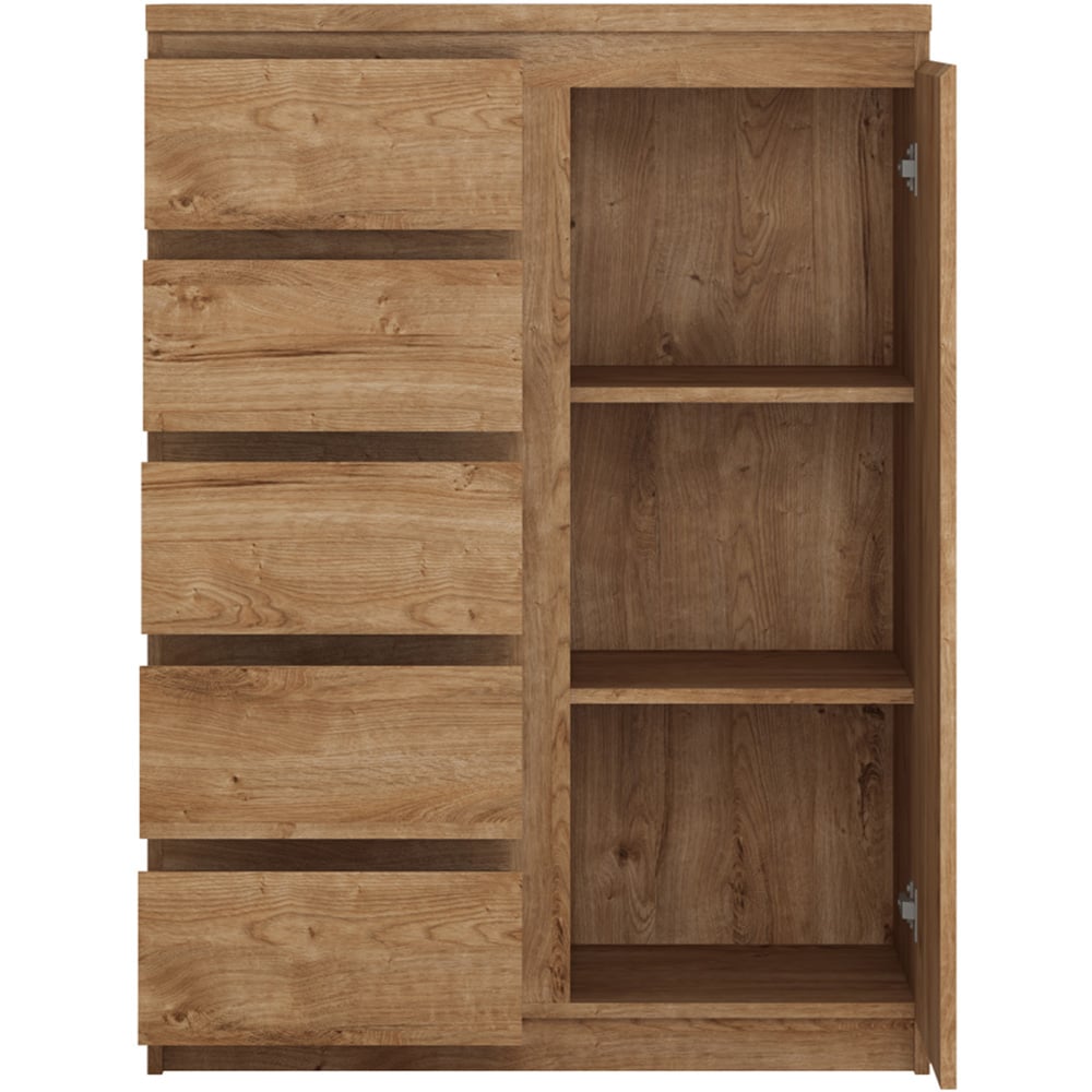 Florence Fribo Single Door 5 Drawer Golden Ribbeck Oak Wardrobe Image 3
