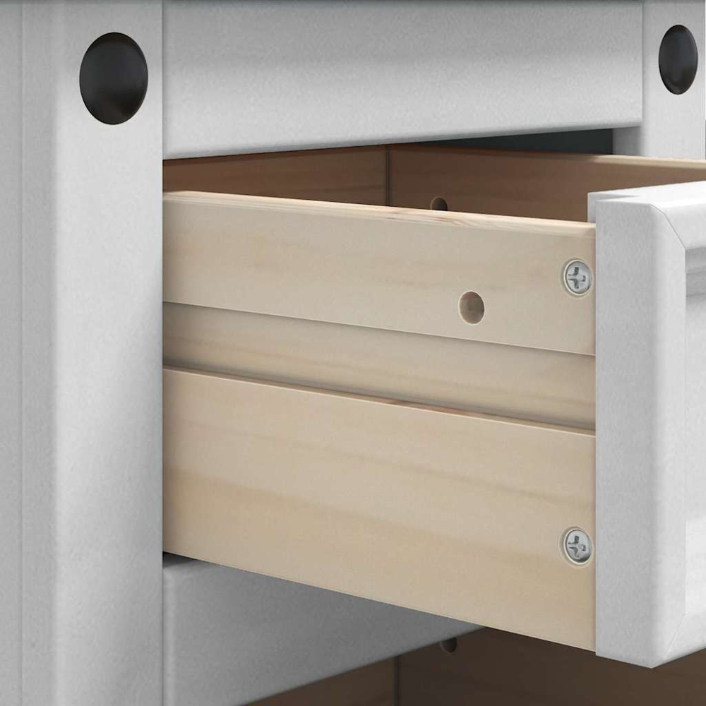 vidaXL Corona 4 Drawer White Solid Pine Wood Bedside Table Image 8