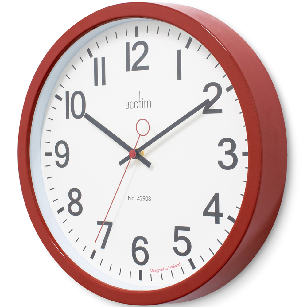 Acctim Kempston Red Metal Round Wall Clock 35cm Image 3