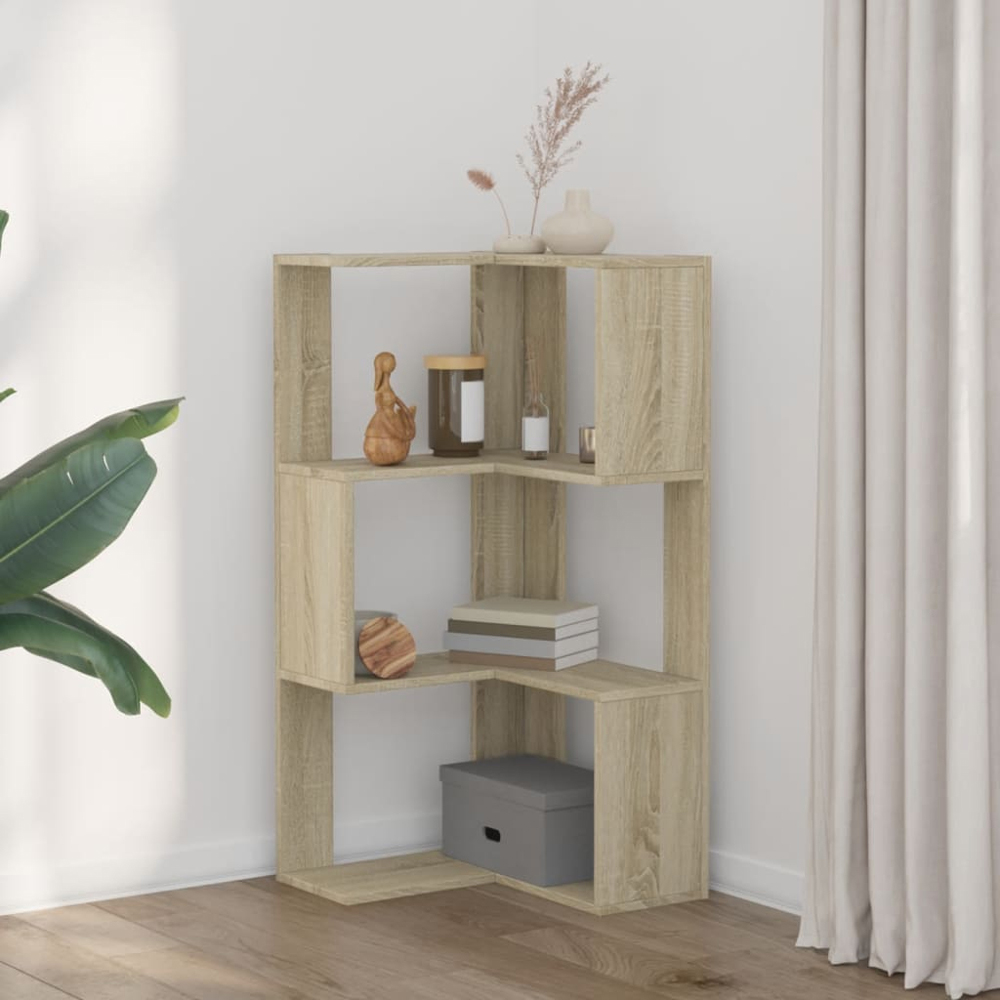 vidaXL 3 Shelf Sonoma Oak Corner Bookcase Image 8