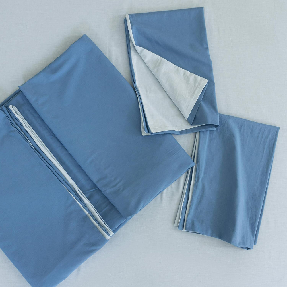 MHG Living Super King Size Blue Reversible Duvet Set Image 2