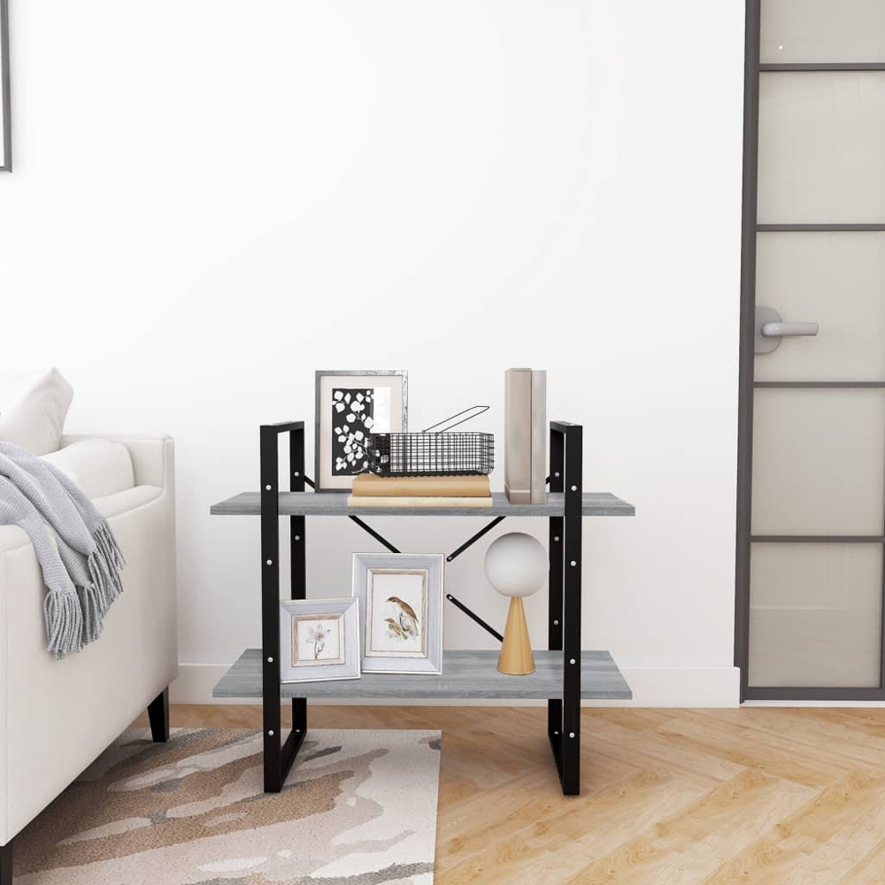 vidaXL 2 Shelf Grey Sonoma Oak Bookcase Image 6