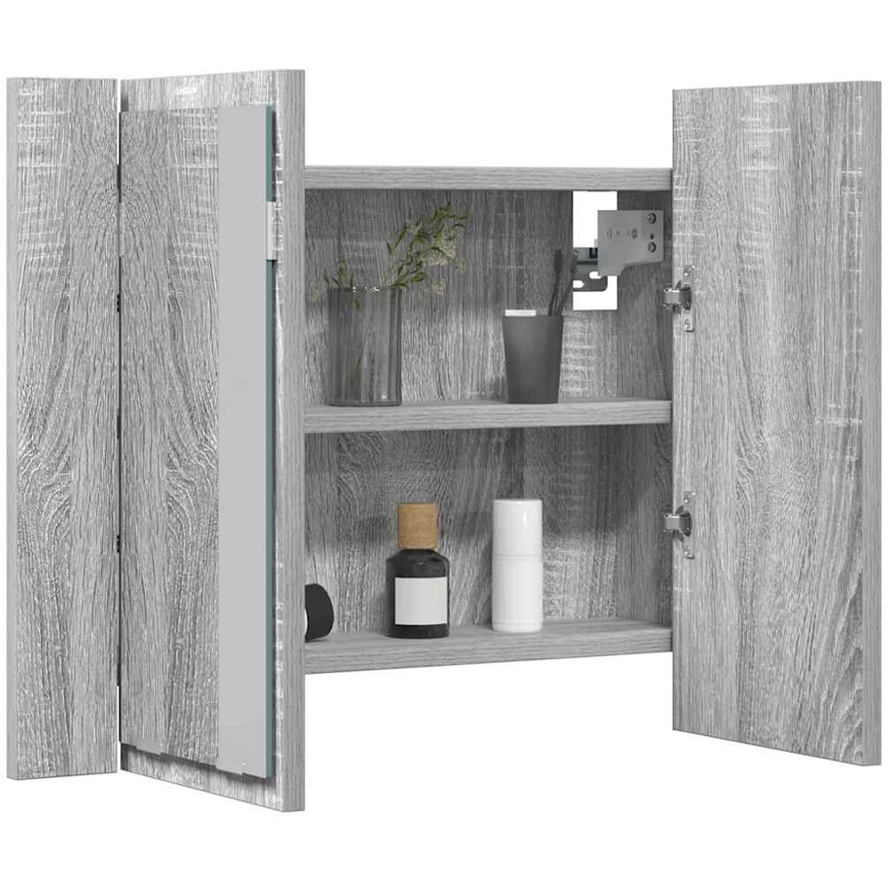 vidaXL 2 Door LED Grey Sonoma Oak Wood Mirror Cabinet Image 2