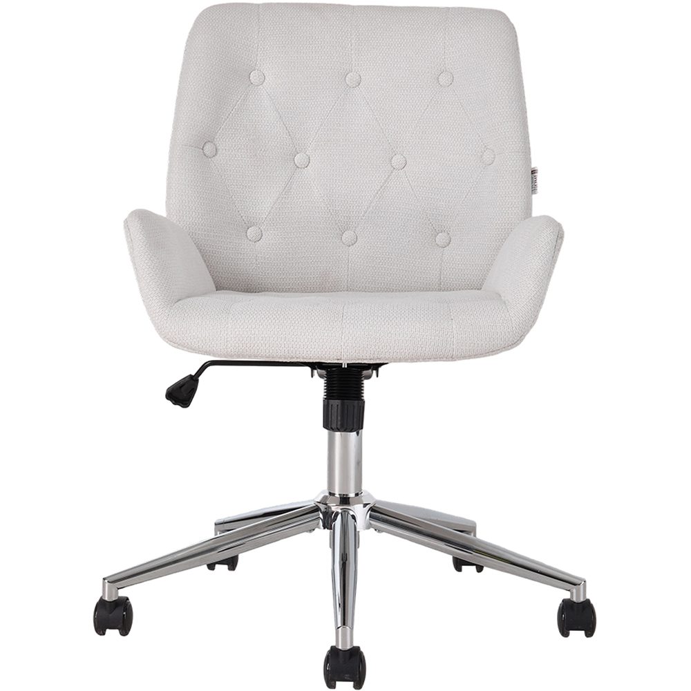 Living and Home White Chenille Swivel and Adjustable Retro Office Chair Image 3