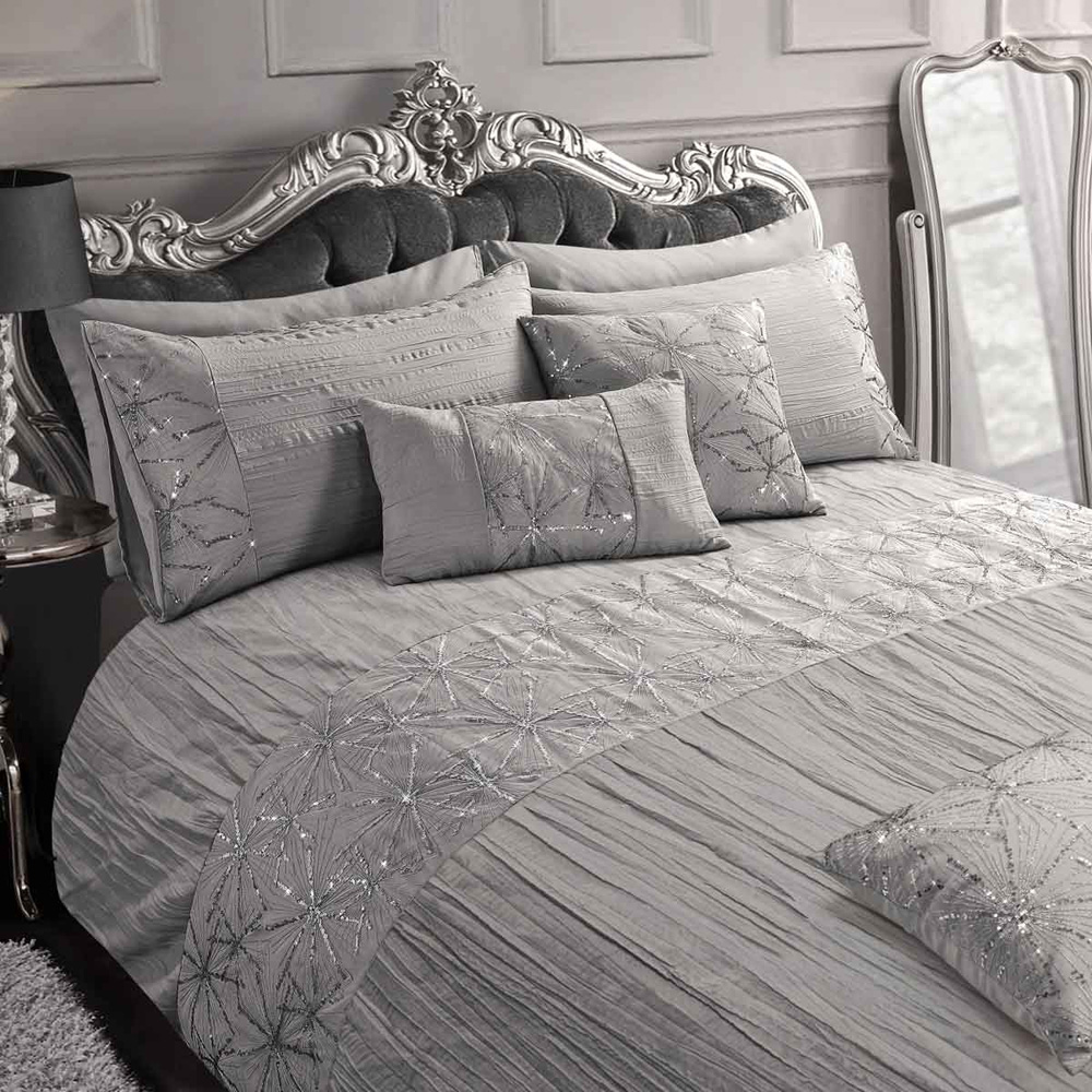 Velosso Marini Single Silver Crinkle Duvet Set Image