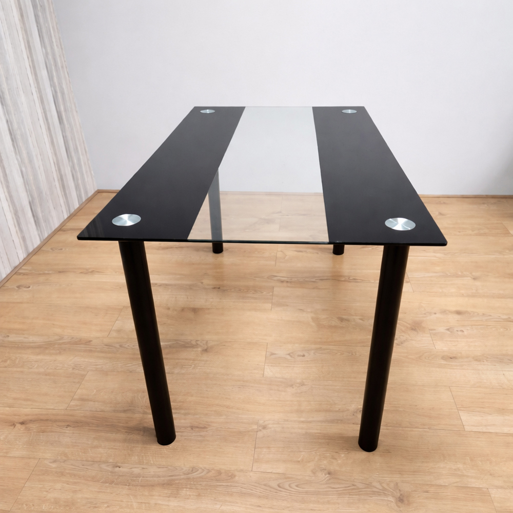 Portland Kosy Koala 4 Seater Gem Pattern Glass Dining Set Black Image 4