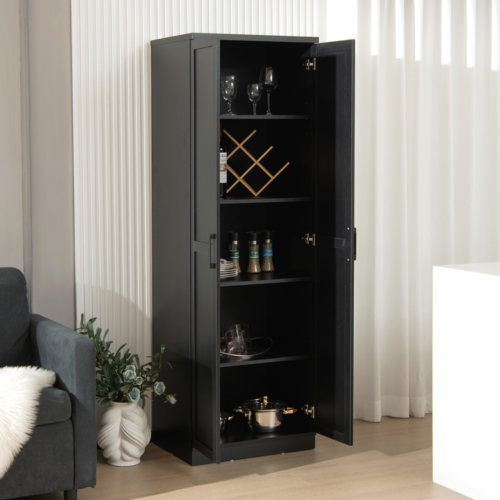 Costway 2 Door Black Wooden Storage Cabinet Image 3