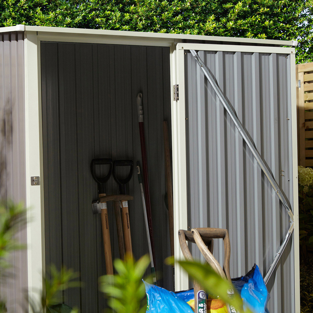 Rowlinson Trentvale Metal Pent Shed Light Grey with Foundation Kit 5 x 3ft Image 7