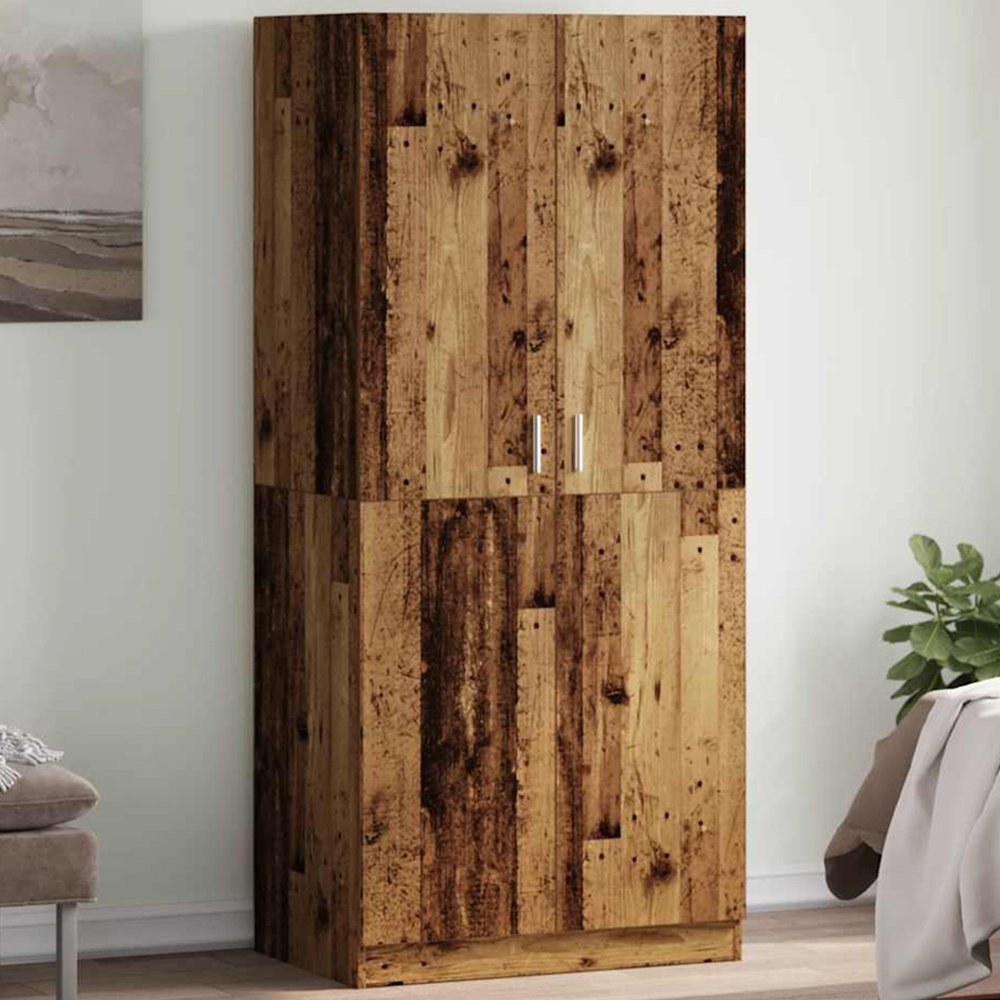 vidaXL 2 Door Old Wood Engineered Wood Wardrobe Image 1