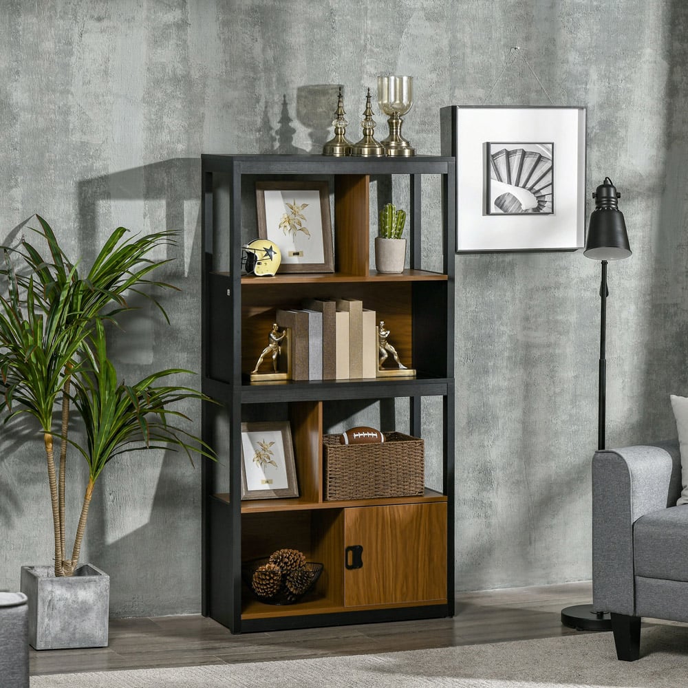 HOMCOM Single Door 4 Shelf Freestanding Bookshelf Image 6