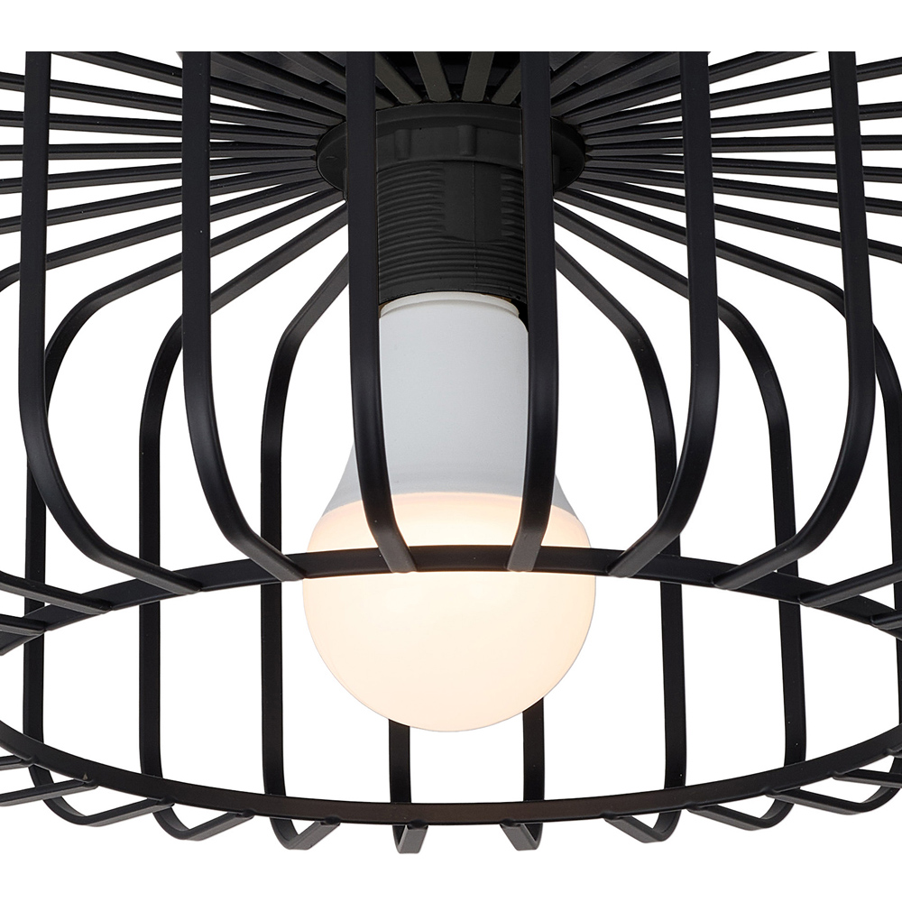 Living and Home Black Cage E27 Ceiling Light with Tri-Colour LED Bulb Image 6