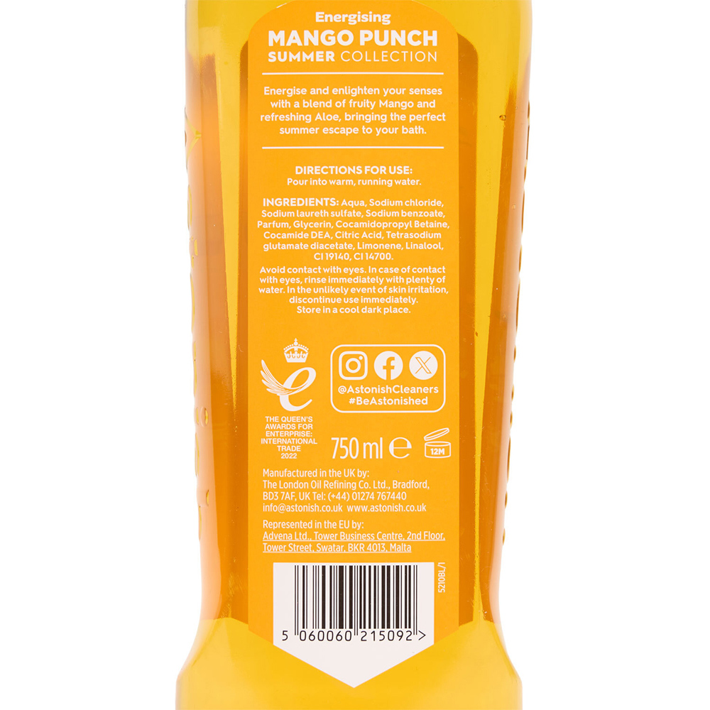 Astonish Energising Mango Punch Bath Soak Orange Image 3