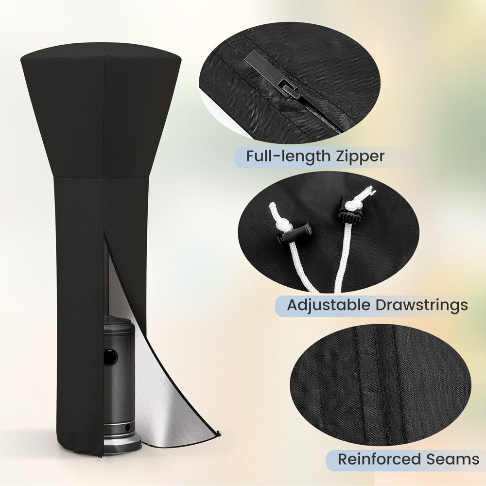 Costway Black Outdoor Patio Heater Cover with Zipper Image 7