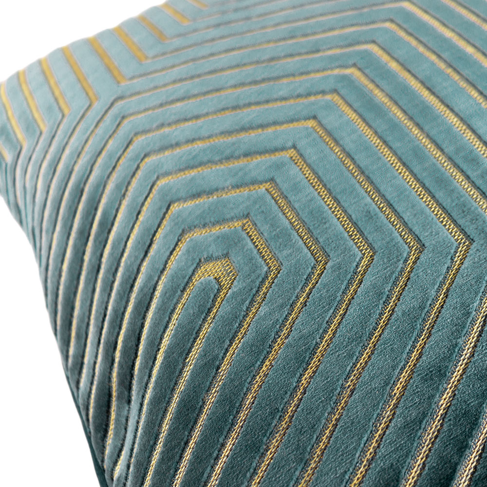 Paoletti Evoke Teal Cut Velvet Cushion Image 4