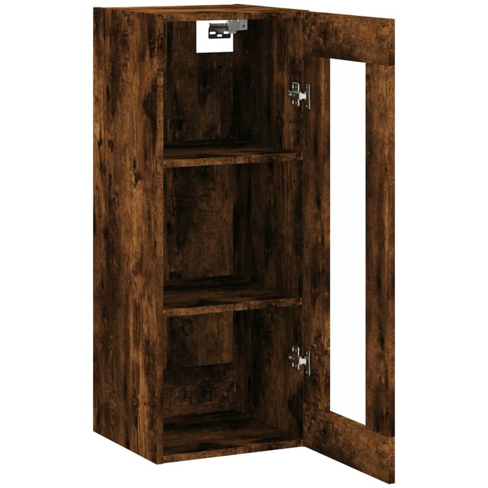 vidaXL Single Glass Door Brown Smoked Oak Wall Mounted Cabinet Image 7