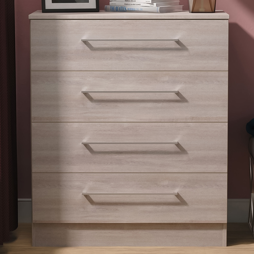 Crowndale Worcester 4 Drawer Grey Oak Chest of Drawers Ready Assembled Image 1