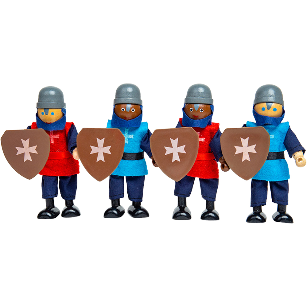 Bigjigs Toys Kids 4 Piece Wooden Medieval Knights Set Image 1