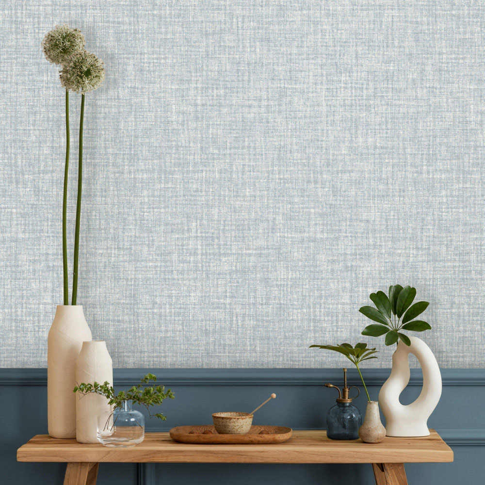 Crown Lynford Texture Fabric Effect Blue Wallpaper Image 2