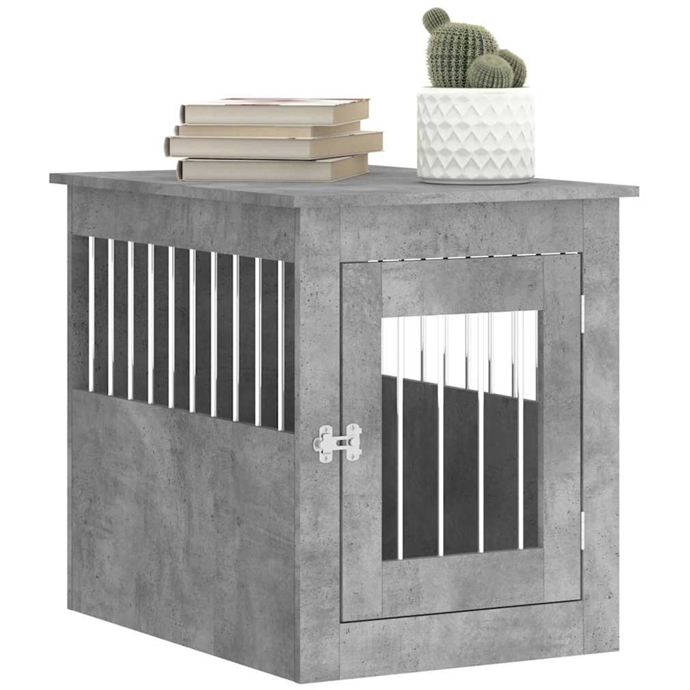 vidaXL Concrete Grey Processed Wood Dog Crate Furniture 55 x 75 x 65cm Image 3