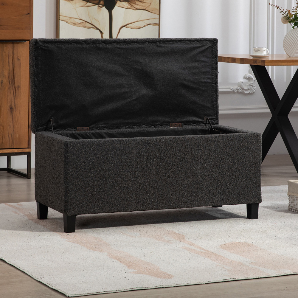 Artemis Home Sherman Dark Grey Boucle Storage Ottoman Image 2