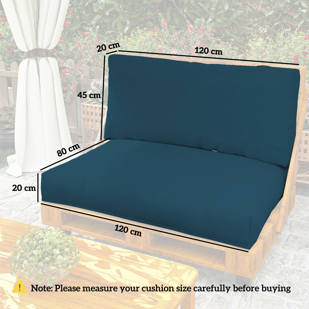 Outsunny 2 Seater Navy Blue Garden Pallet Cushions 125 x 120cm 2 Pack Image 9