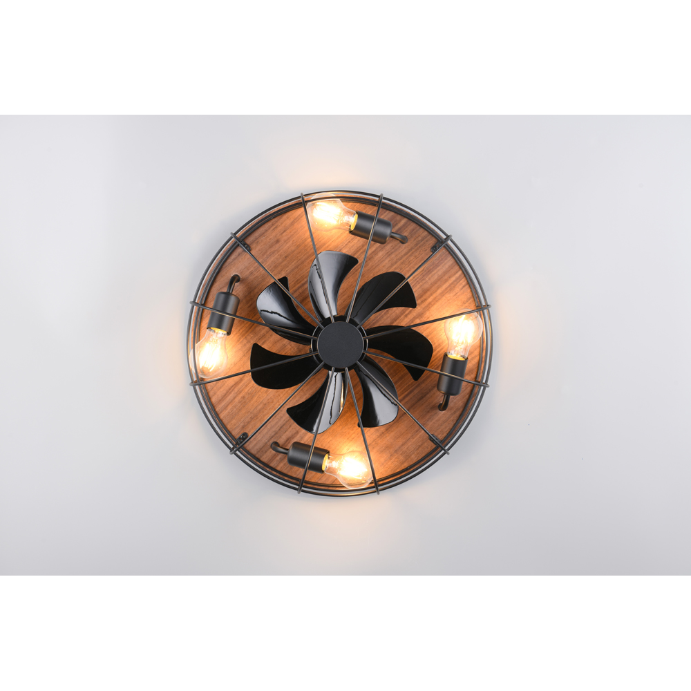 TRIO Trondheim Matt Black Ceiling Light with Fan Image 3