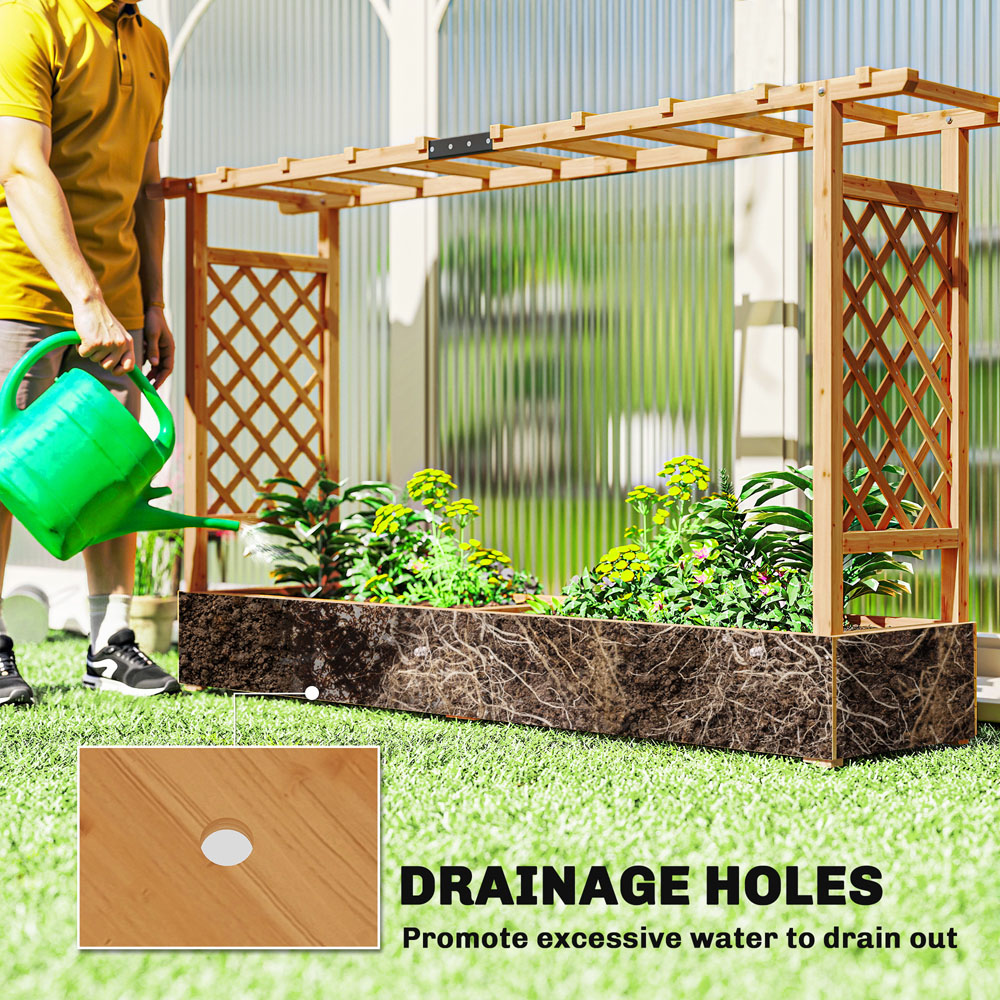 Outsunny Natural Raised Garden Bed with Trellis 114 x 200 x 44cm Image 6