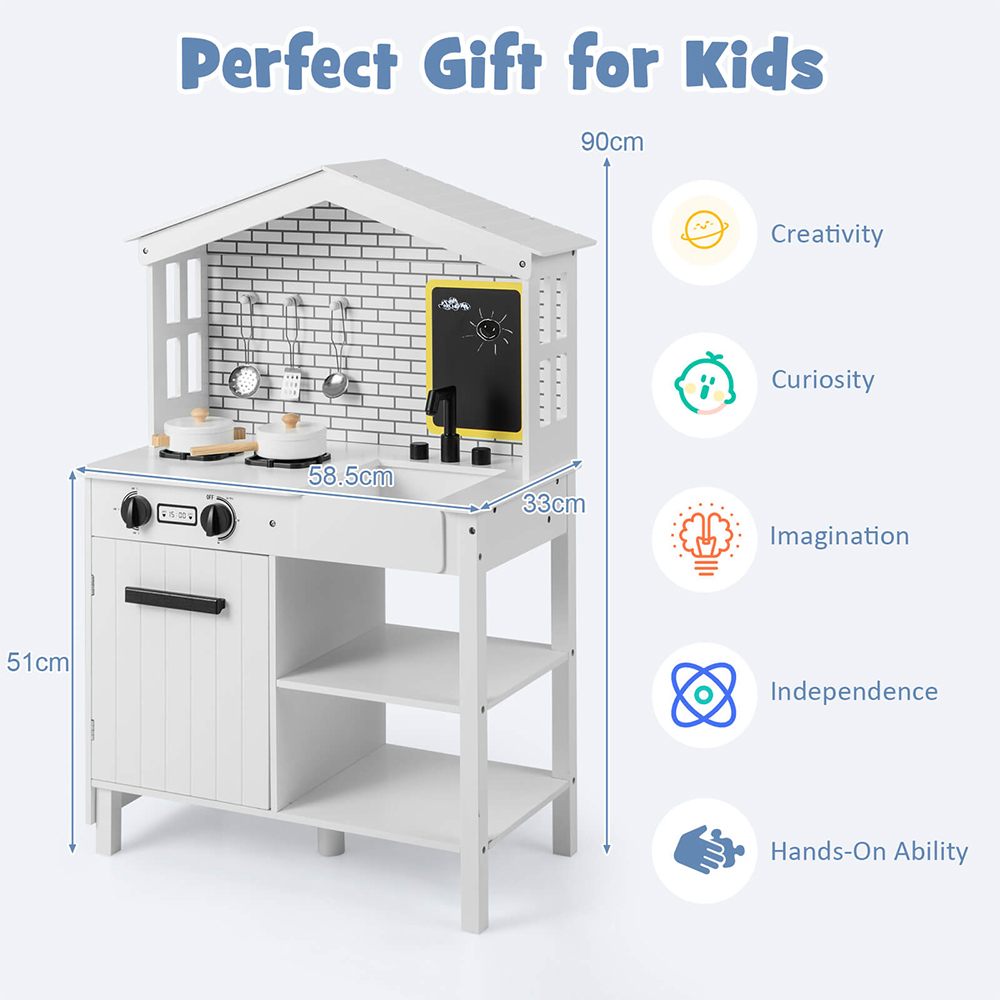 Costway White Kids Pretend Kitchen Playset Image 9