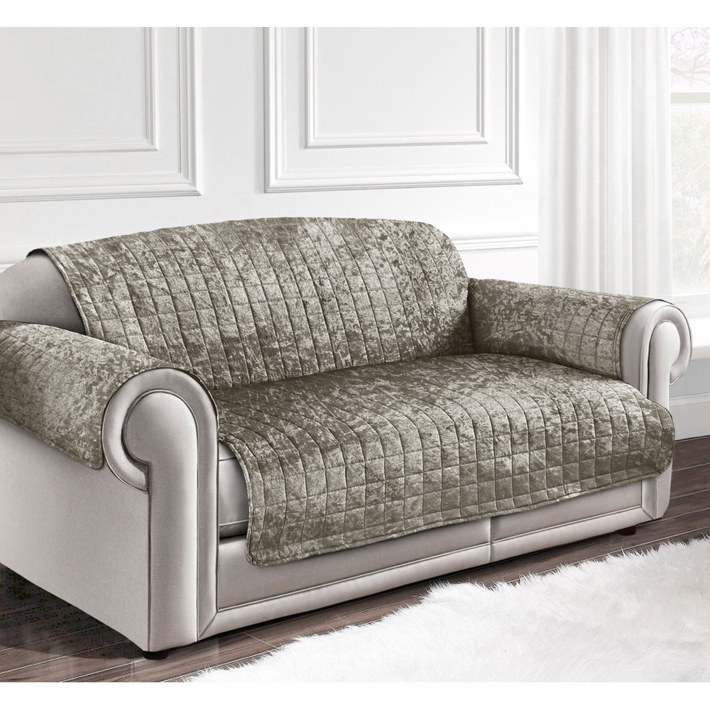 Homerepublic 2 Seater Natural Crushed Velvet Water-Repellent Sofa Protector Image 2