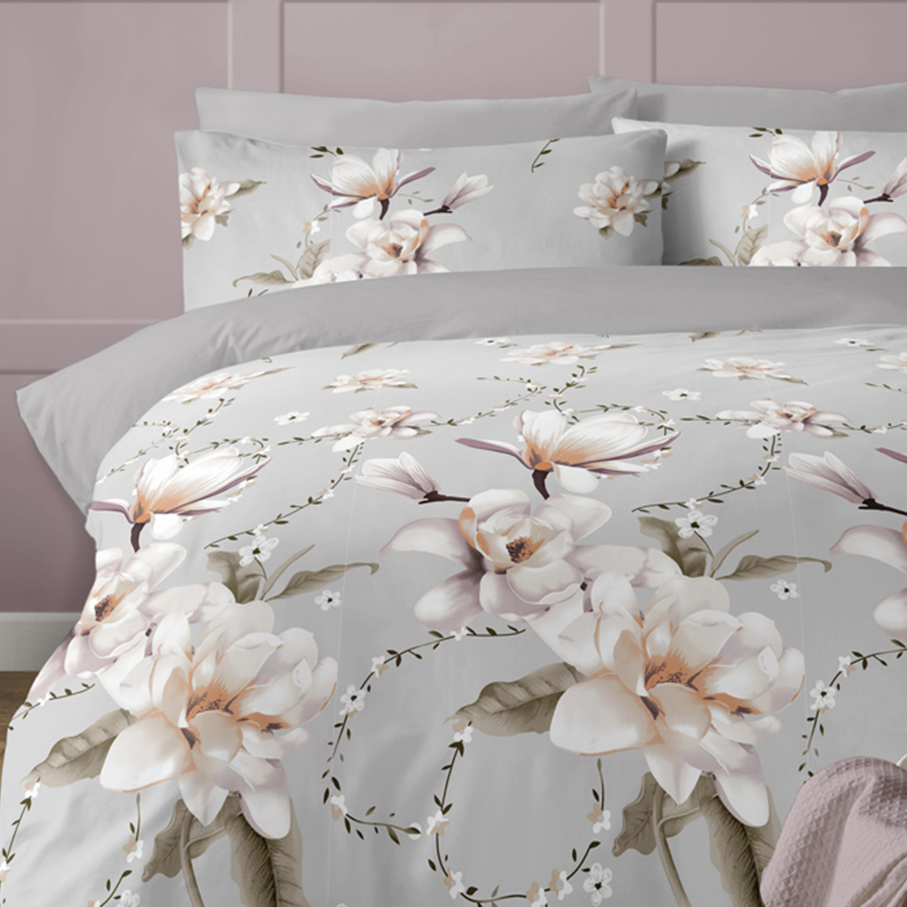 Bellissimo Anemone King Size Grey Floral Duvet Set Image 2