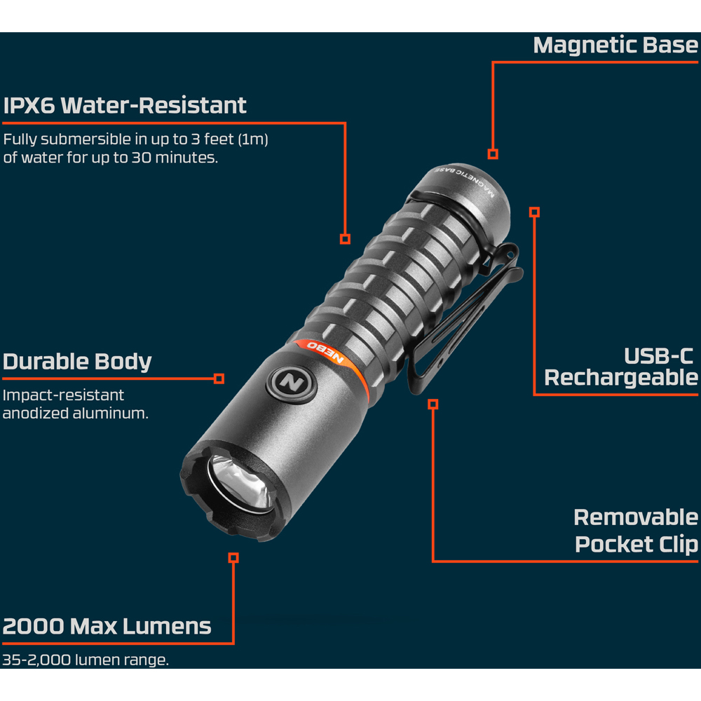 Nebo Torchy 2K 2000 Lumens Rechargeable Pocket Flashlight Image 9