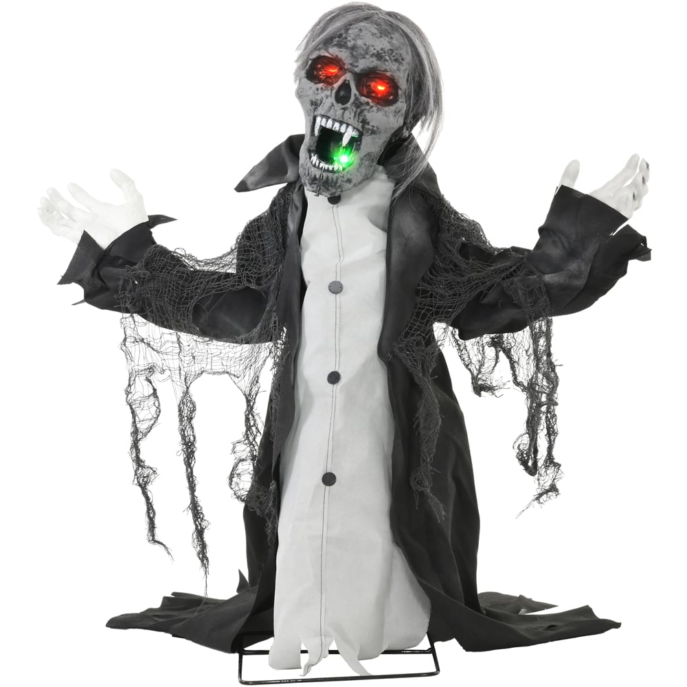 HOMCOM Voice Activated Animatronics Skeleton Halloween Decoration Image 1