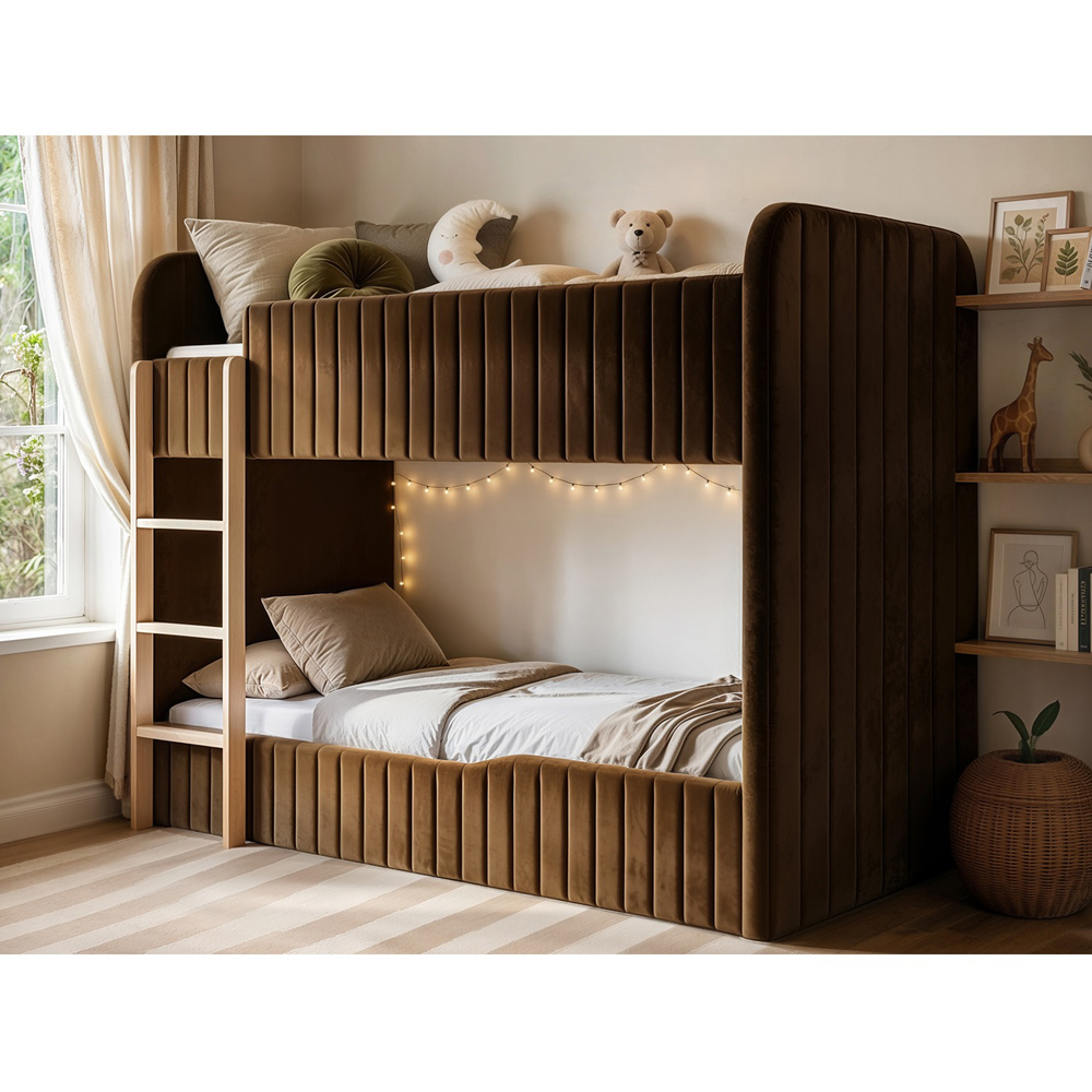 Flair Venna Brown Velvet Upholstered Bunk Bed Image 4