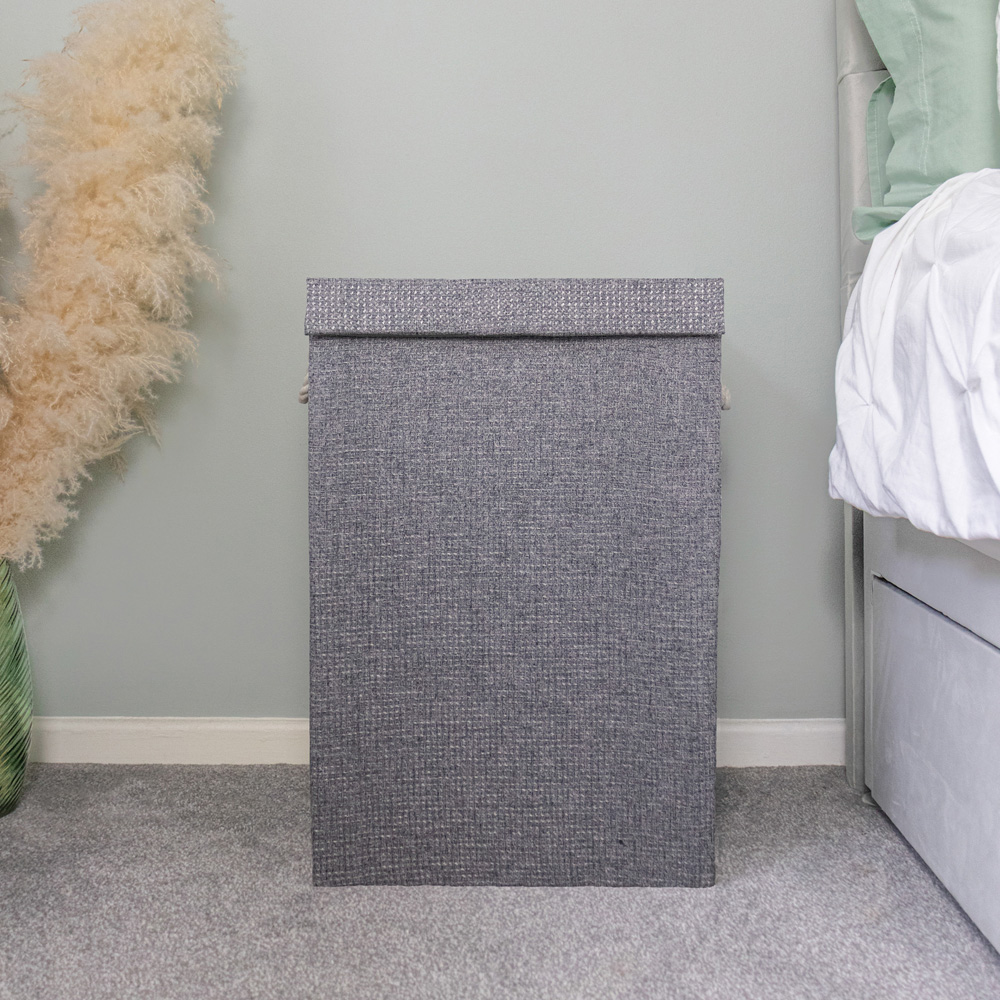 JVL Chroma Grey Foldable Laundry Hamper with Lid Image 2