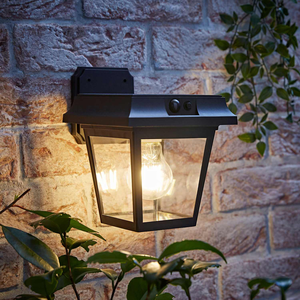 ValueLights Matte Black Solar LED Outdoor Wall Light with PIR Motion Sensor Image 6
